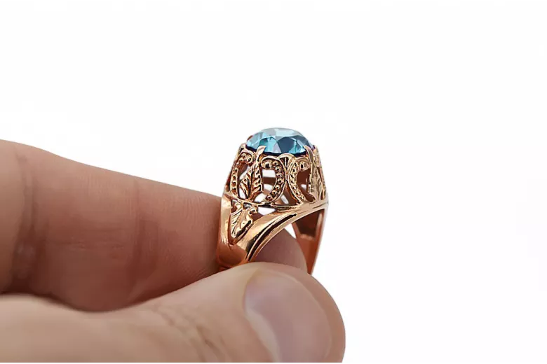 Original Vintage 14K Rose Gold Aquamarine Ring Vintage vrc080r